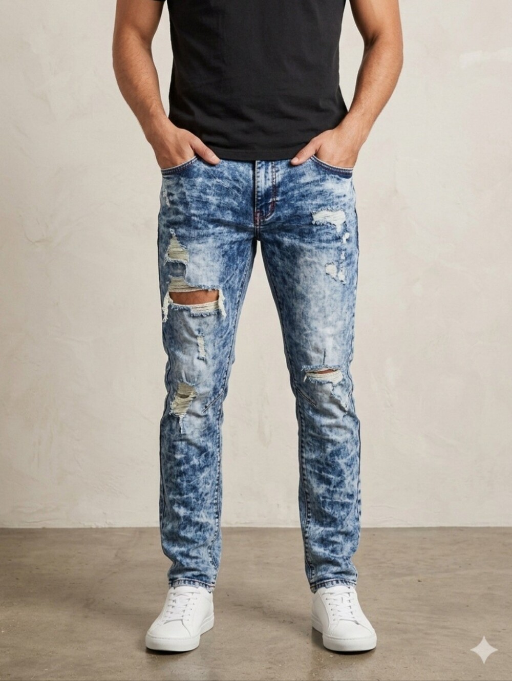 Heritage America Denim Distillery Distressed Men's Jeans Blue 36x33